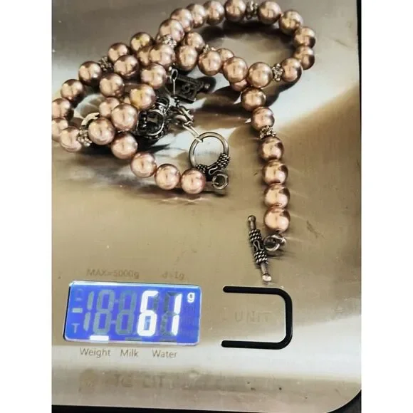 Versani Goth Necklace Skull Charm Dangle Pearl Gemstone Sterling Silver 925 Rare